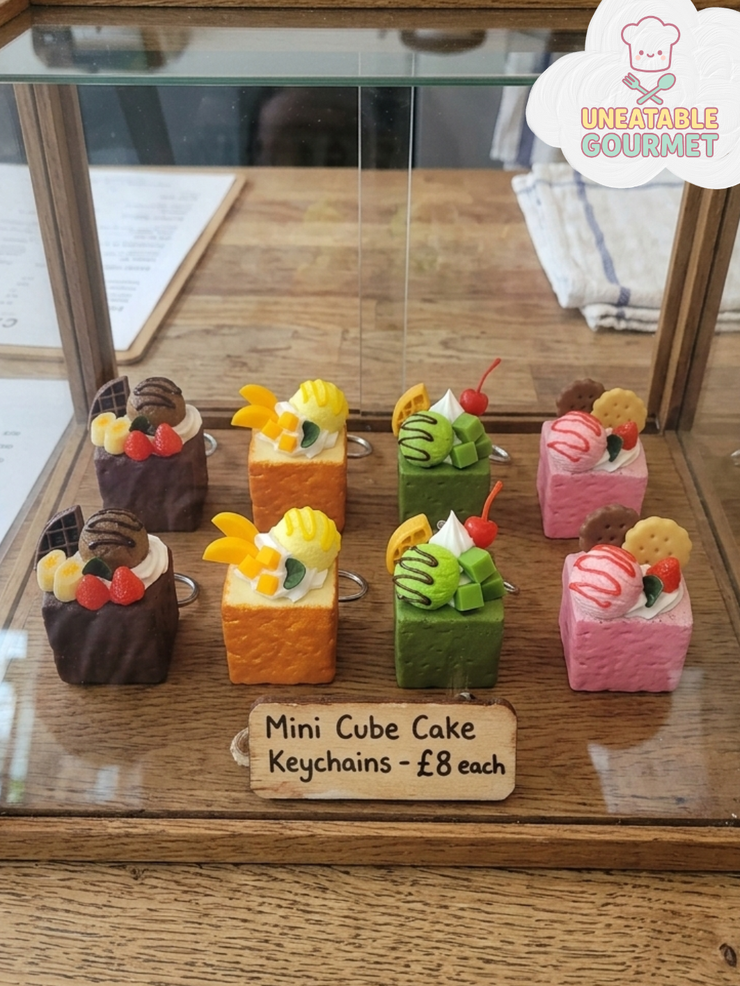 Mango Cube Cake Keychain