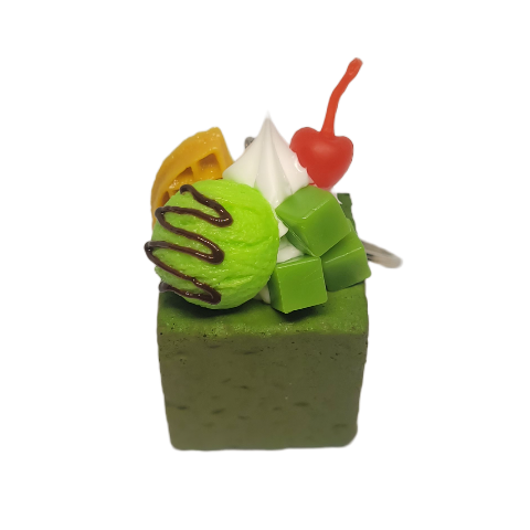 Matcha Cube Cake Keychain
